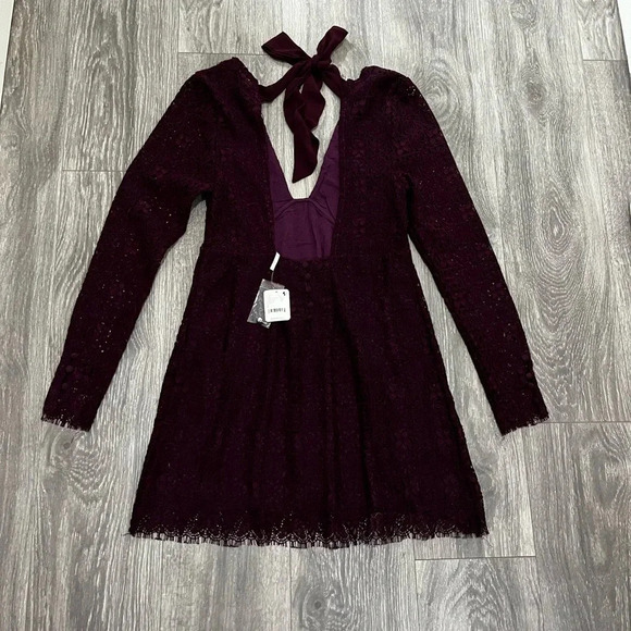 NWT Free People HONEY HONEY Lace Long Sleeve Minidress in Potent Purple - Size 4 - Picture 6 of 12